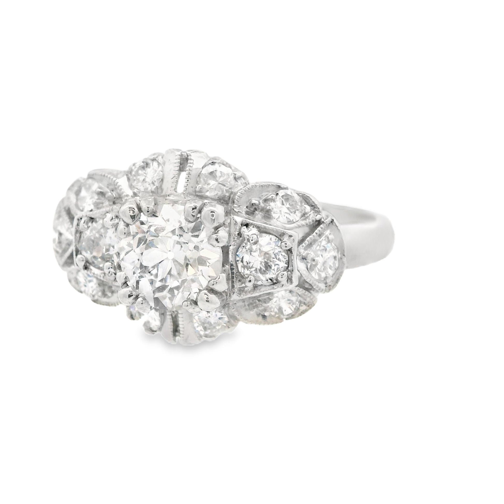 1920s Platinum Old European Cut Diamond Deco Engagement Ring 1 ct+ w/ appraisal