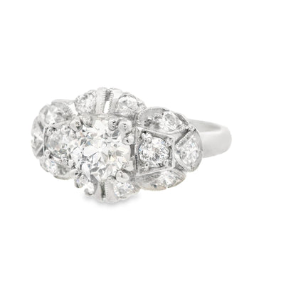 1920s Platinum Old European Cut Diamond Deco Engagement Ring 1 ct+ w/ appraisal