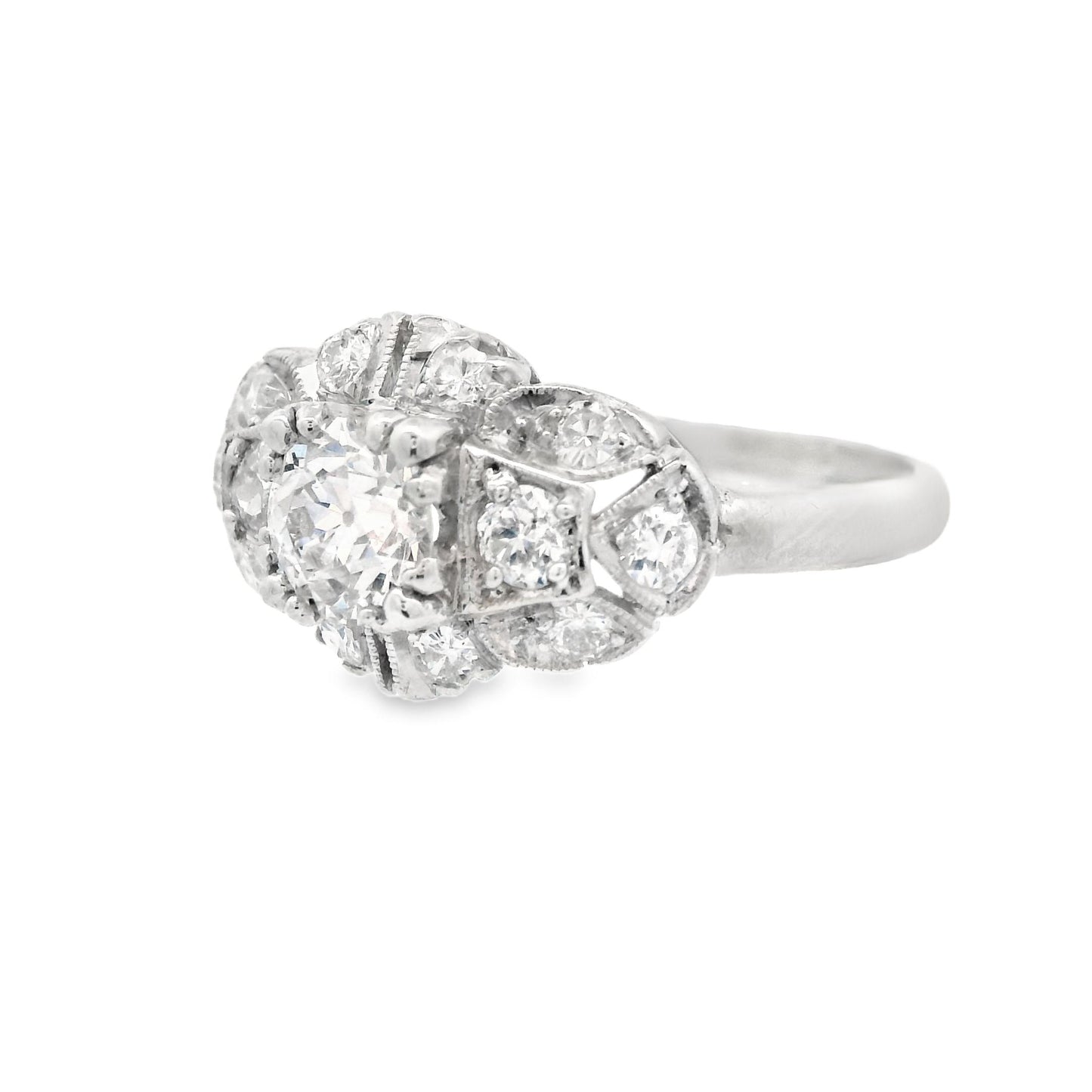 1920s Platinum Old European Cut Diamond Deco Engagement Ring 1 ct+ w/ appraisal