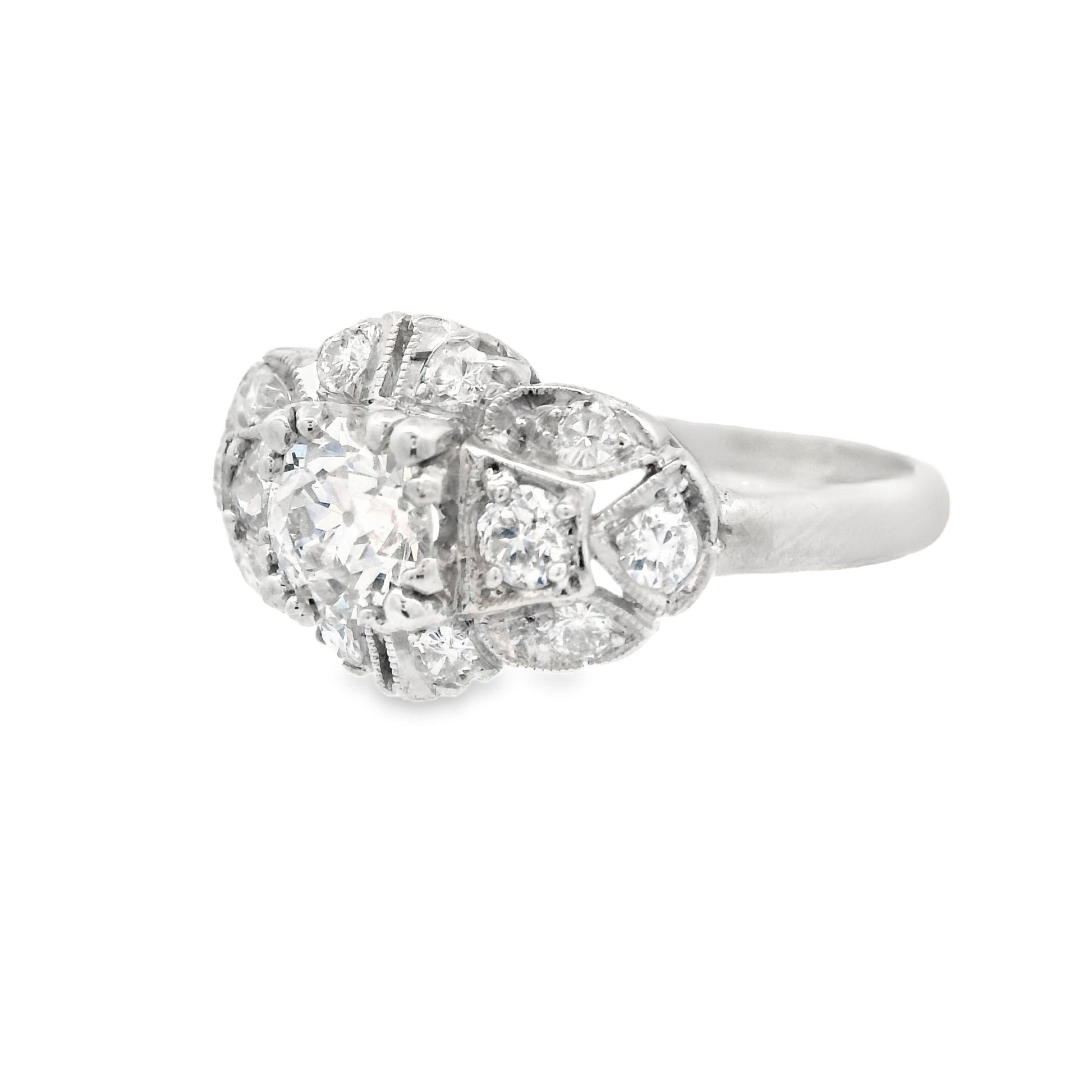 1920s Platinum Old European Cut Diamond Deco Engagement Ring 1 ct+ w/ appraisal