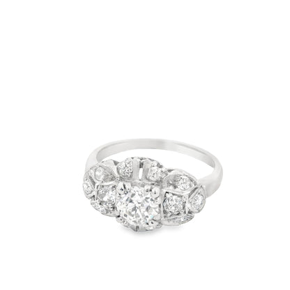 1920s Platinum Old European Cut Diamond Deco Engagement Ring 1 ct+ w/ appraisal