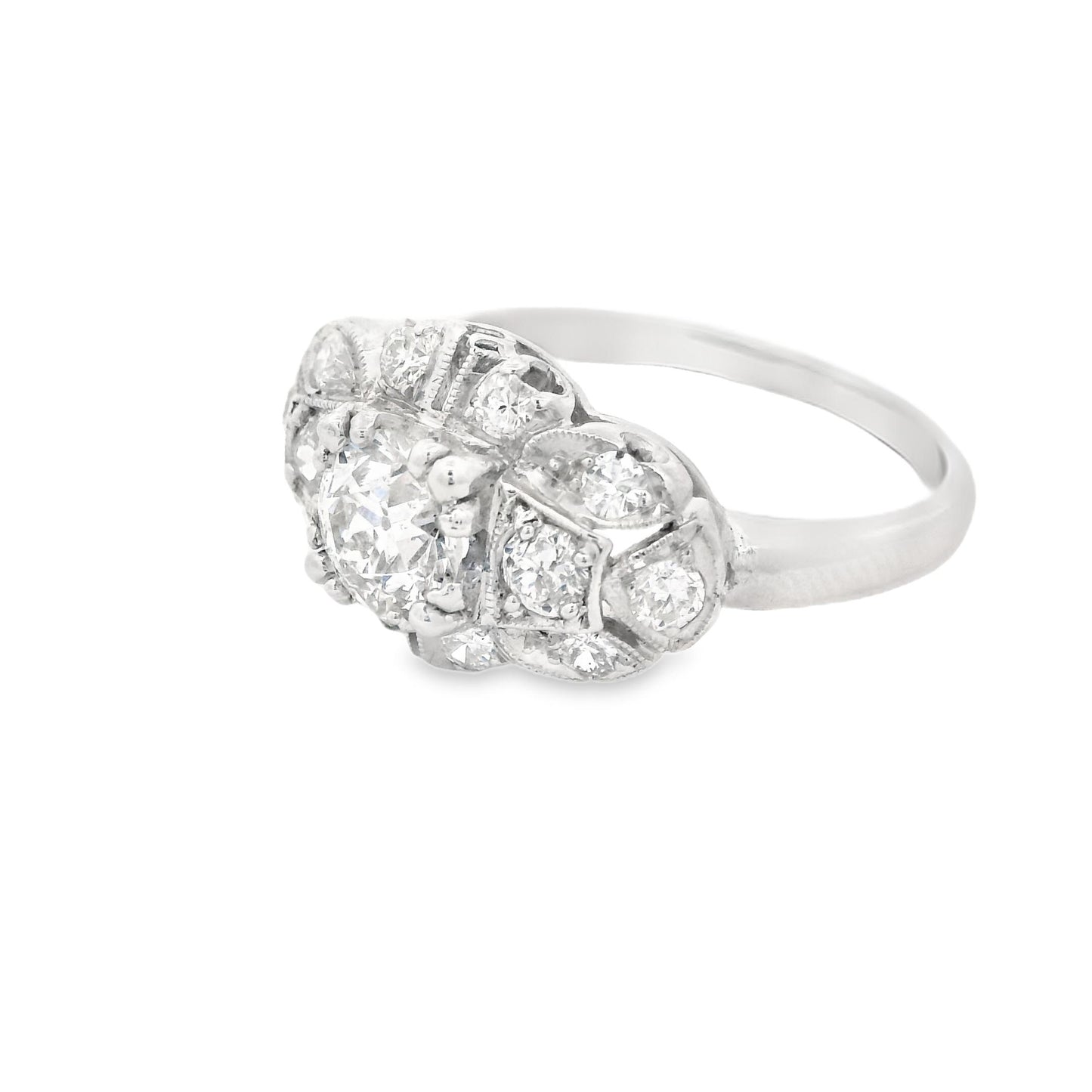 1920s Platinum Old European Cut Diamond Deco Engagement Ring 1 ct+ w/ appraisal