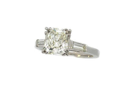 1925 Art Deco Platinum Asscher and Baguette Diamond Ring with GIA Report
