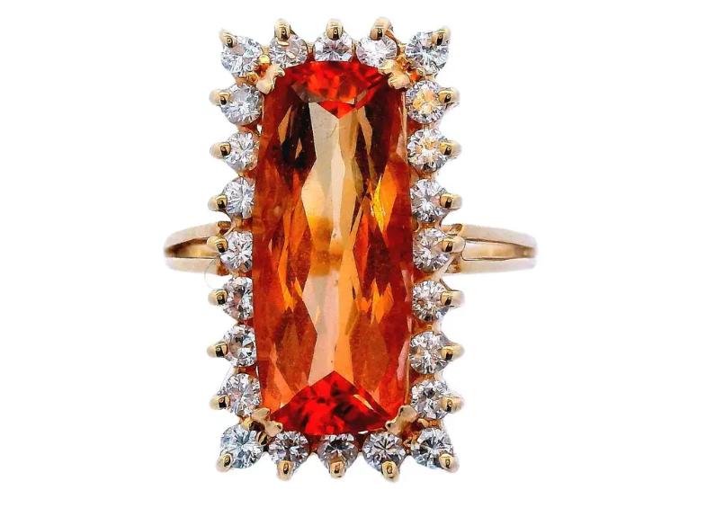 14K Yellow Gold Contemporary Topaz & Diamond Ring