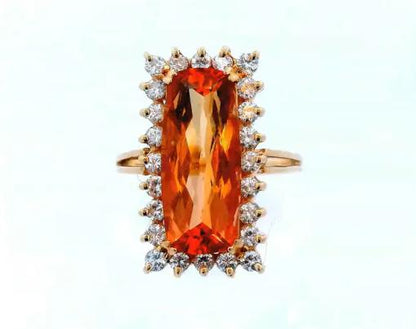 14K Yellow Gold Contemporary Topaz & Diamond Ring