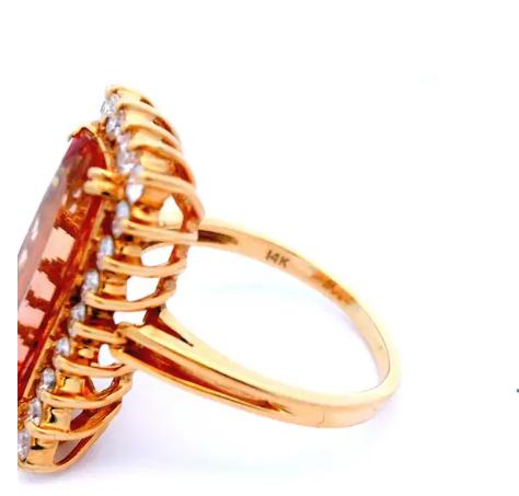 14K Yellow Gold Contemporary Topaz & Diamond Ring