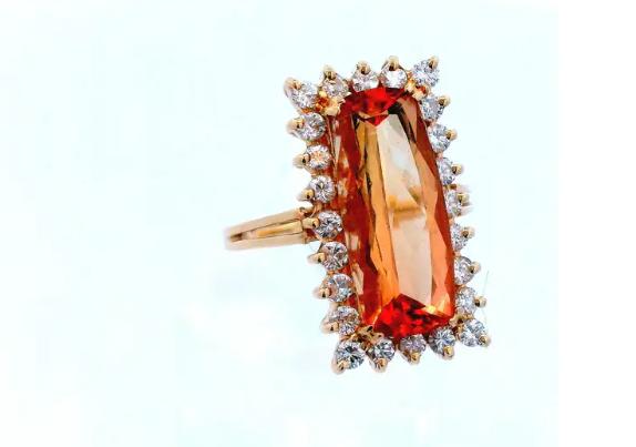 14K Yellow Gold Contemporary Topaz & Diamond Ring
