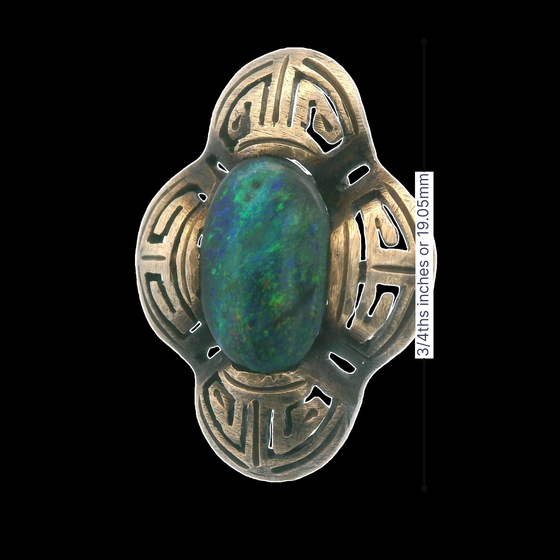 Art Deco Natural Black Opal Stick Pin 14K Yellow Gold