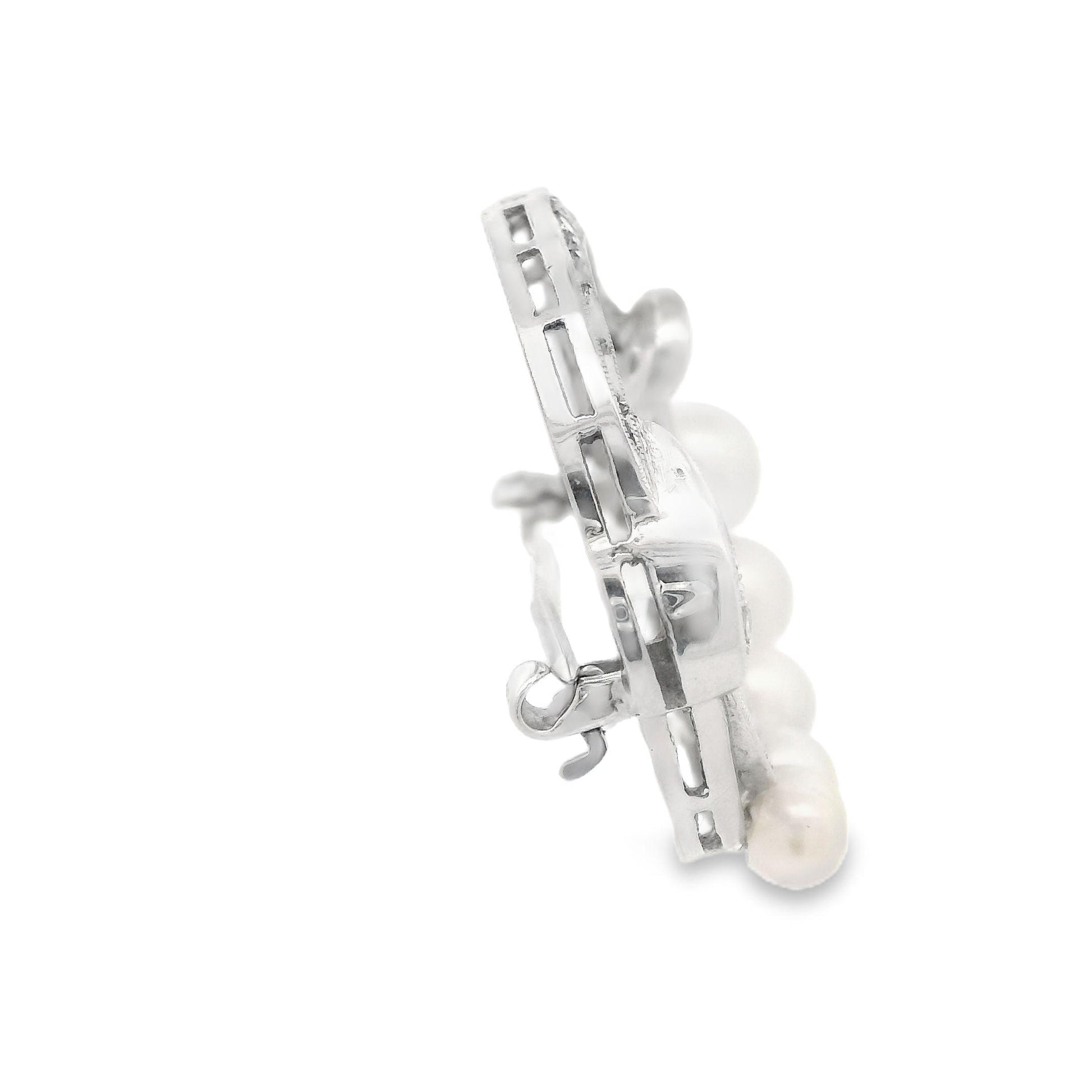 Vintage Cultured Pearl and Diamond Brooch w/ Appraisal