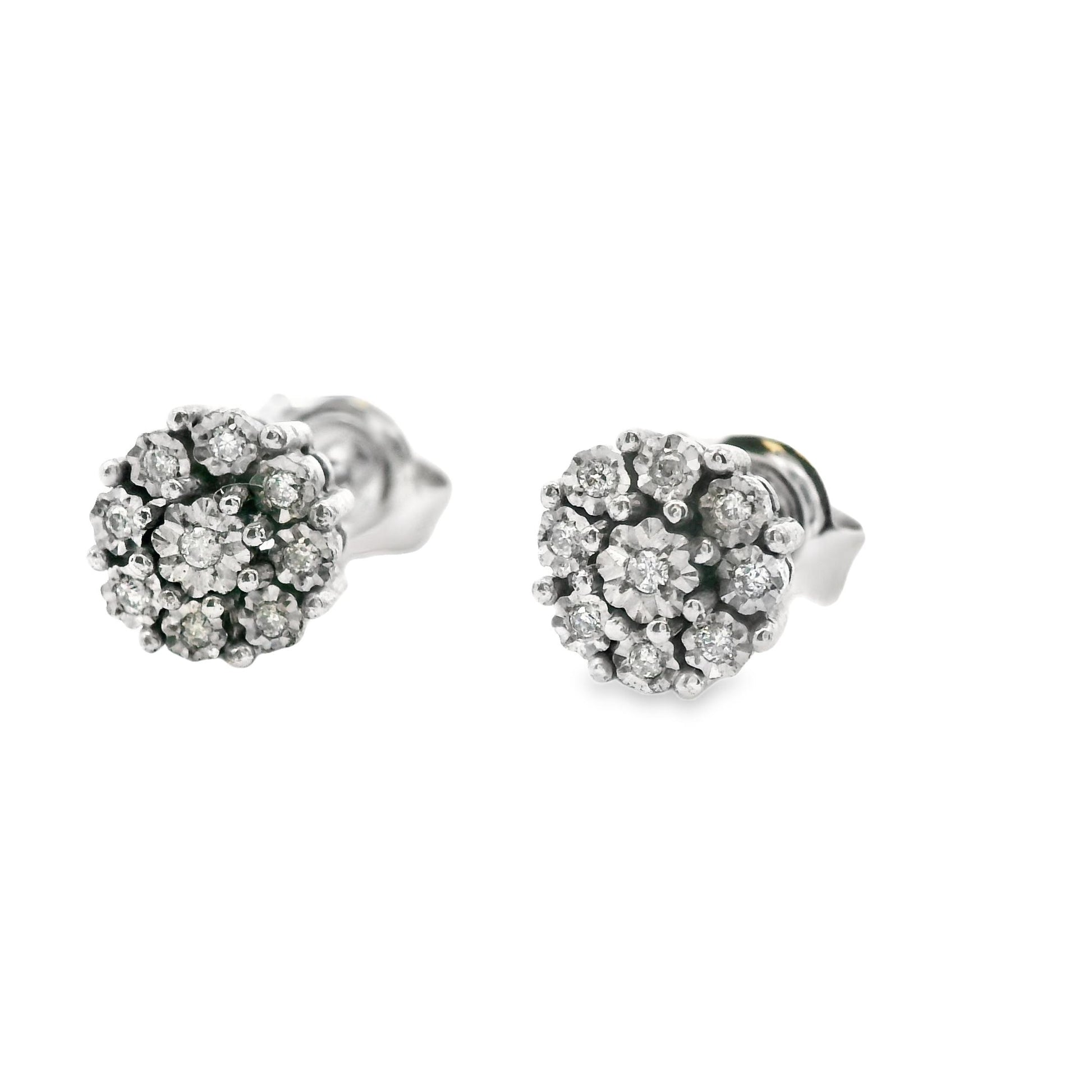 Rarest Rainbow Collection Diamond Cluster Stud Earrings .925 Sterling