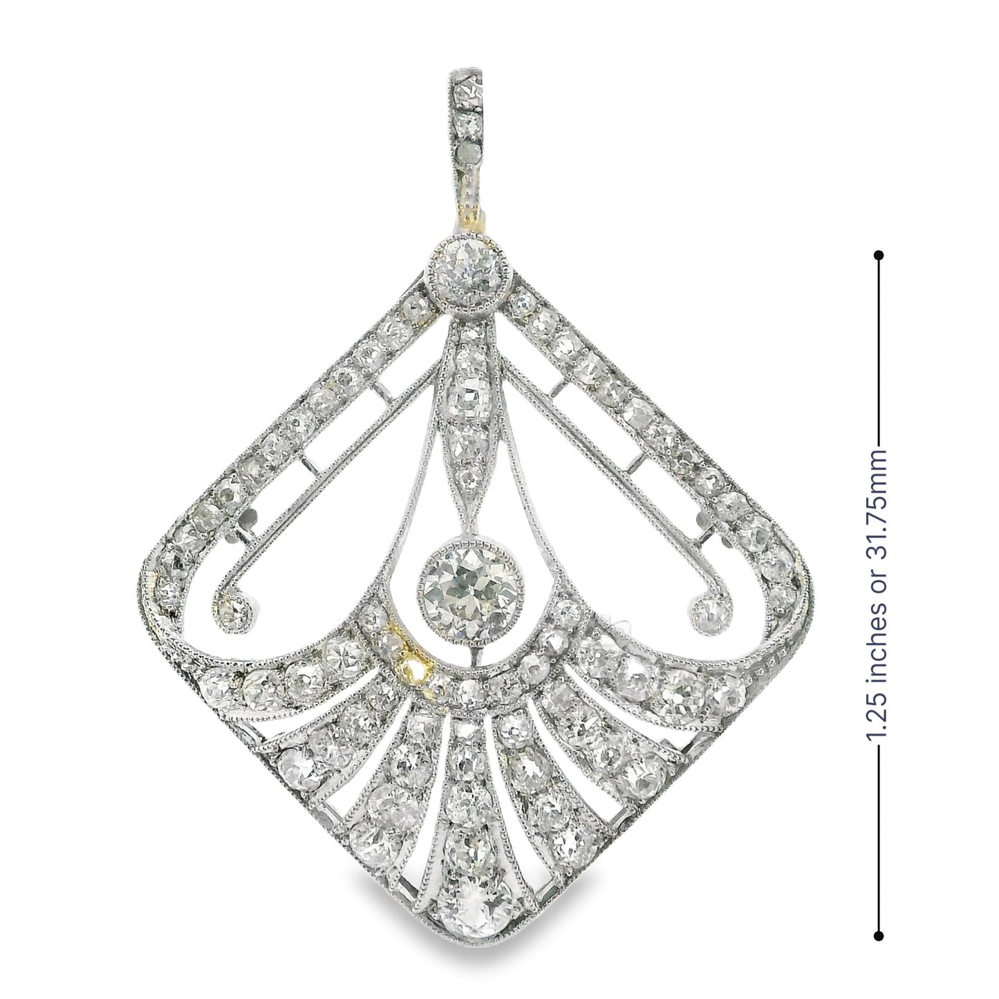 Edwardian Platinum and Mixed Cut Diamond Pendant 1.5CT