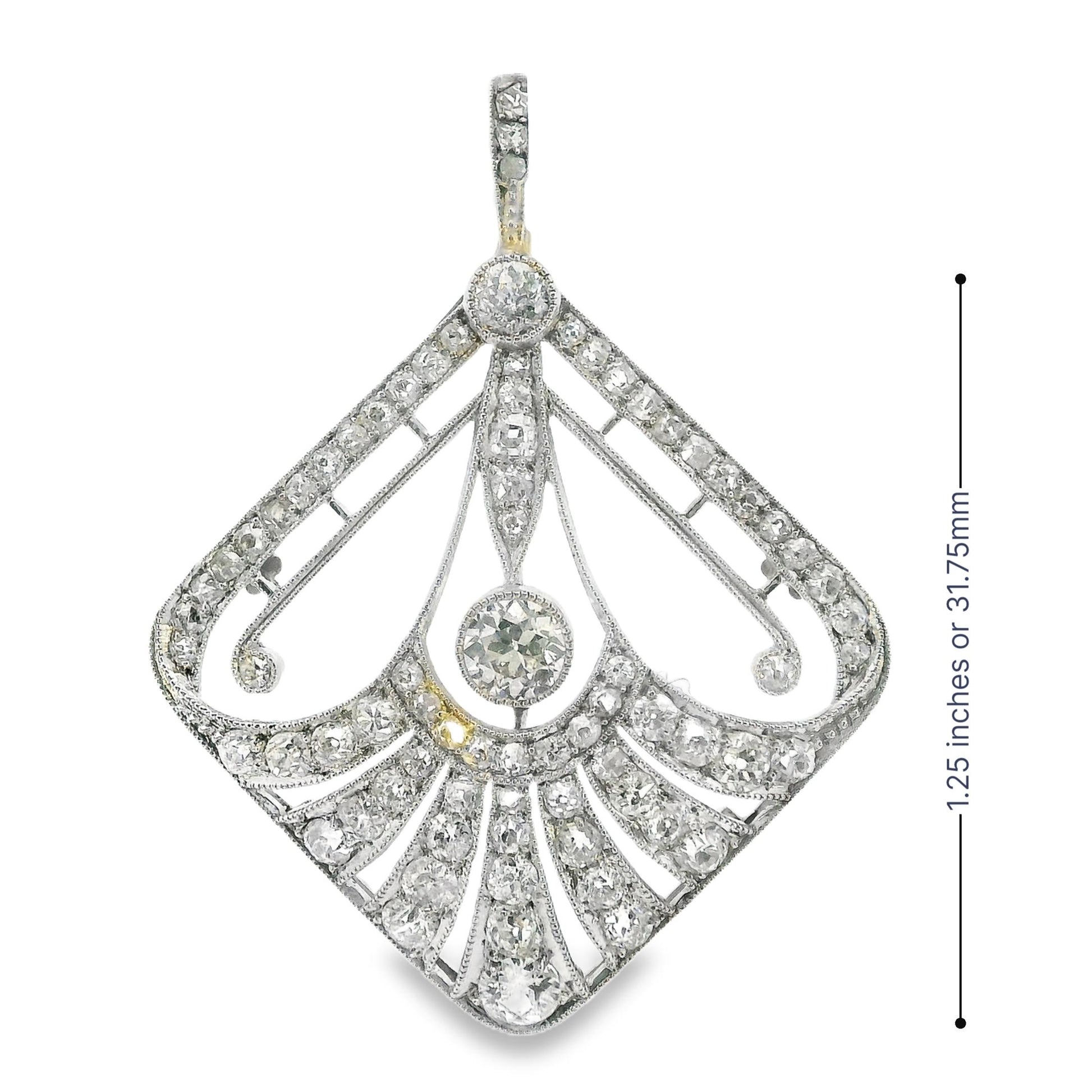 Edwardian Platinum and Mixed Cut Diamond Pendant 1.5CT