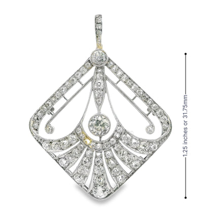Edwardian Platinum and Mixed Cut Diamond Pendant 1.5CT