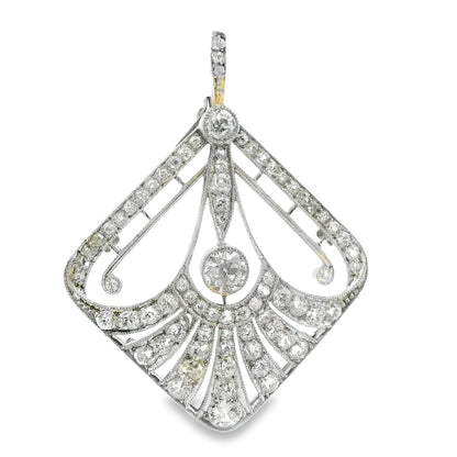 Edwardian Platinum and Mixed Cut Diamond Pendant 1.5CT