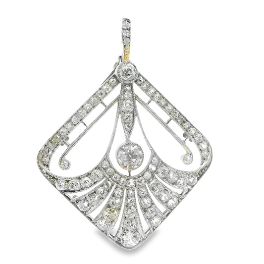 Edwardian Platinum and Mixed Cut Diamond Pendant 1.5CT