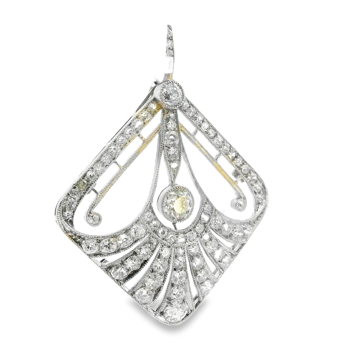 Edwardian Platinum and Mixed Cut Diamond Pendant 1.5CT