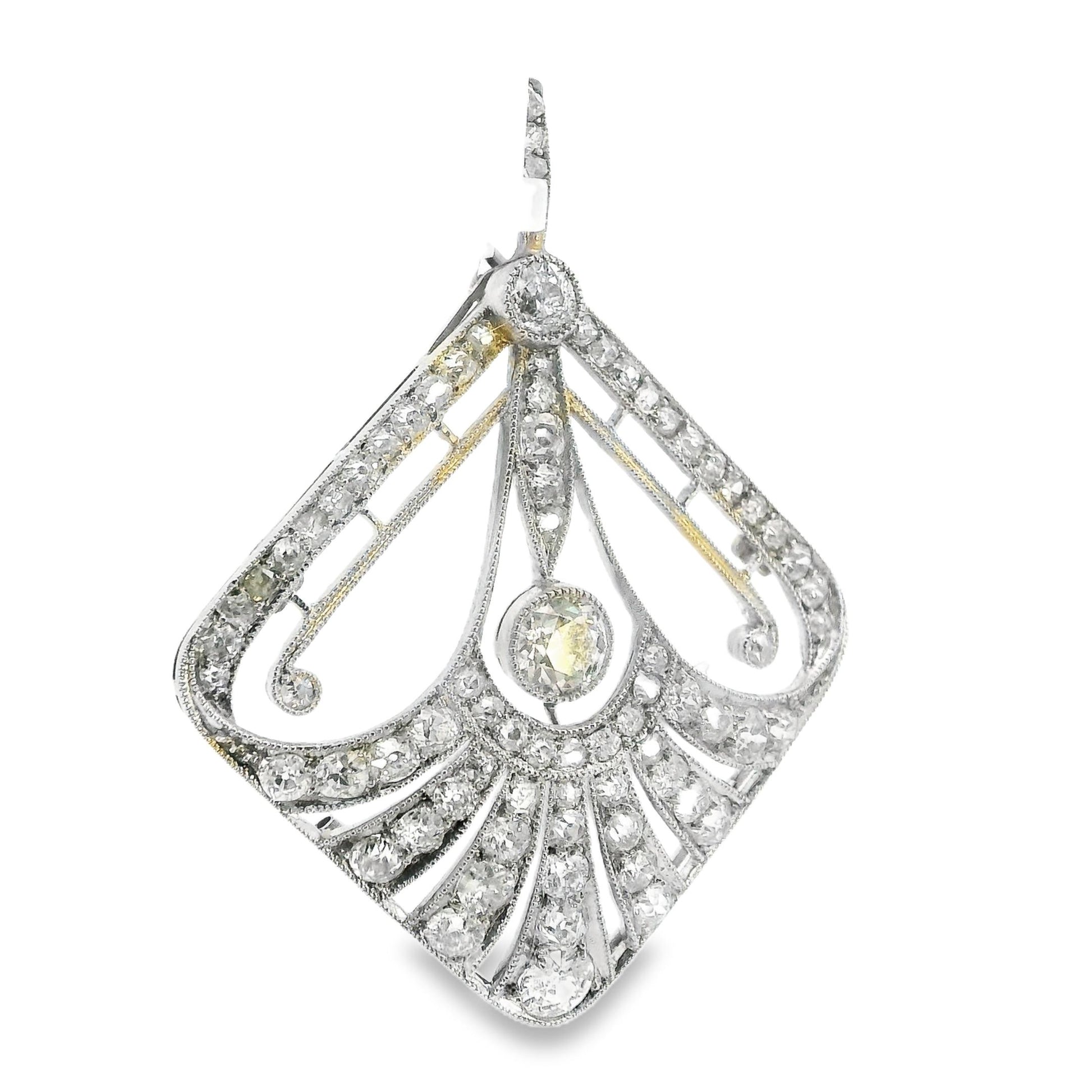 Edwardian Platinum and Mixed Cut Diamond Pendant 1.5CT
