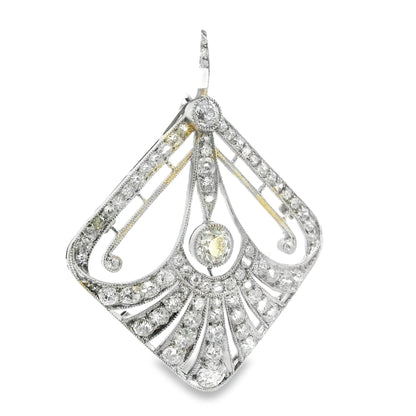 Edwardian Platinum and Mixed Cut Diamond Pendant 1.5CT