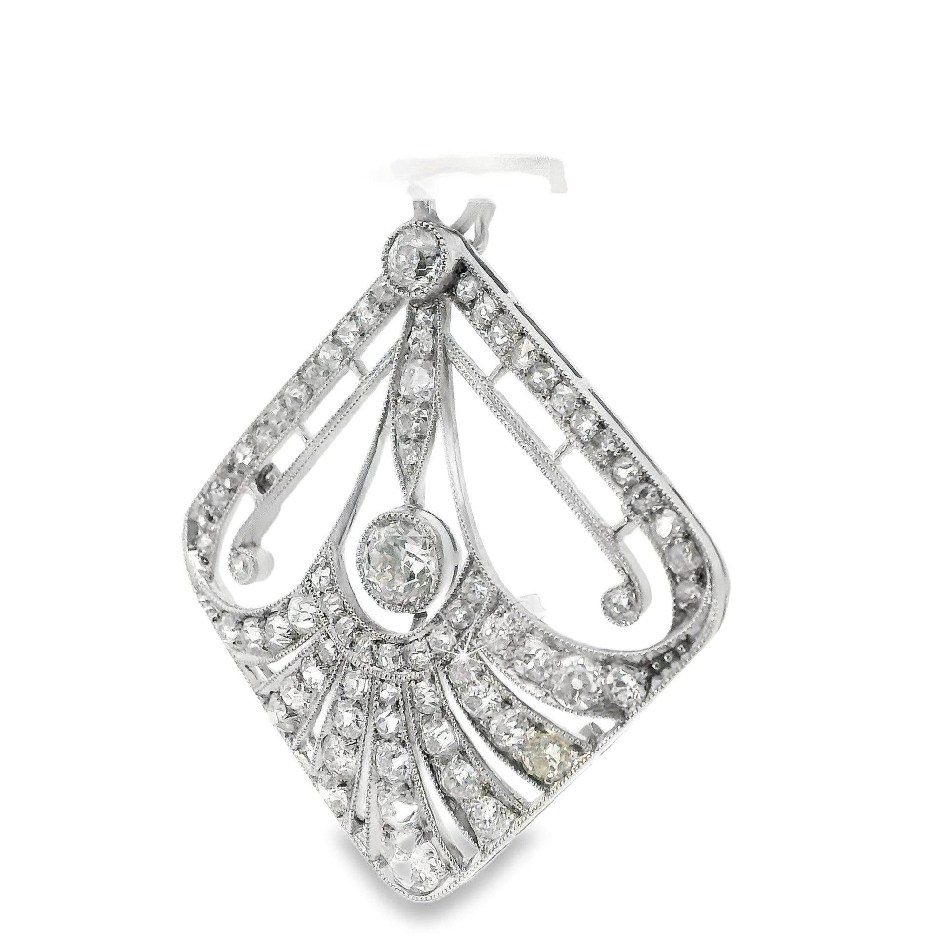 Edwardian Platinum and Mixed Cut Diamond Pendant 1.5CT