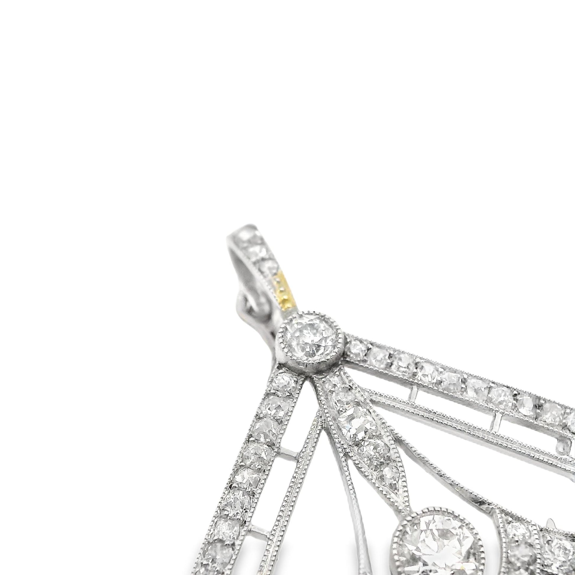 Edwardian Platinum and Mixed Cut Diamond Pendant 1.5CT
