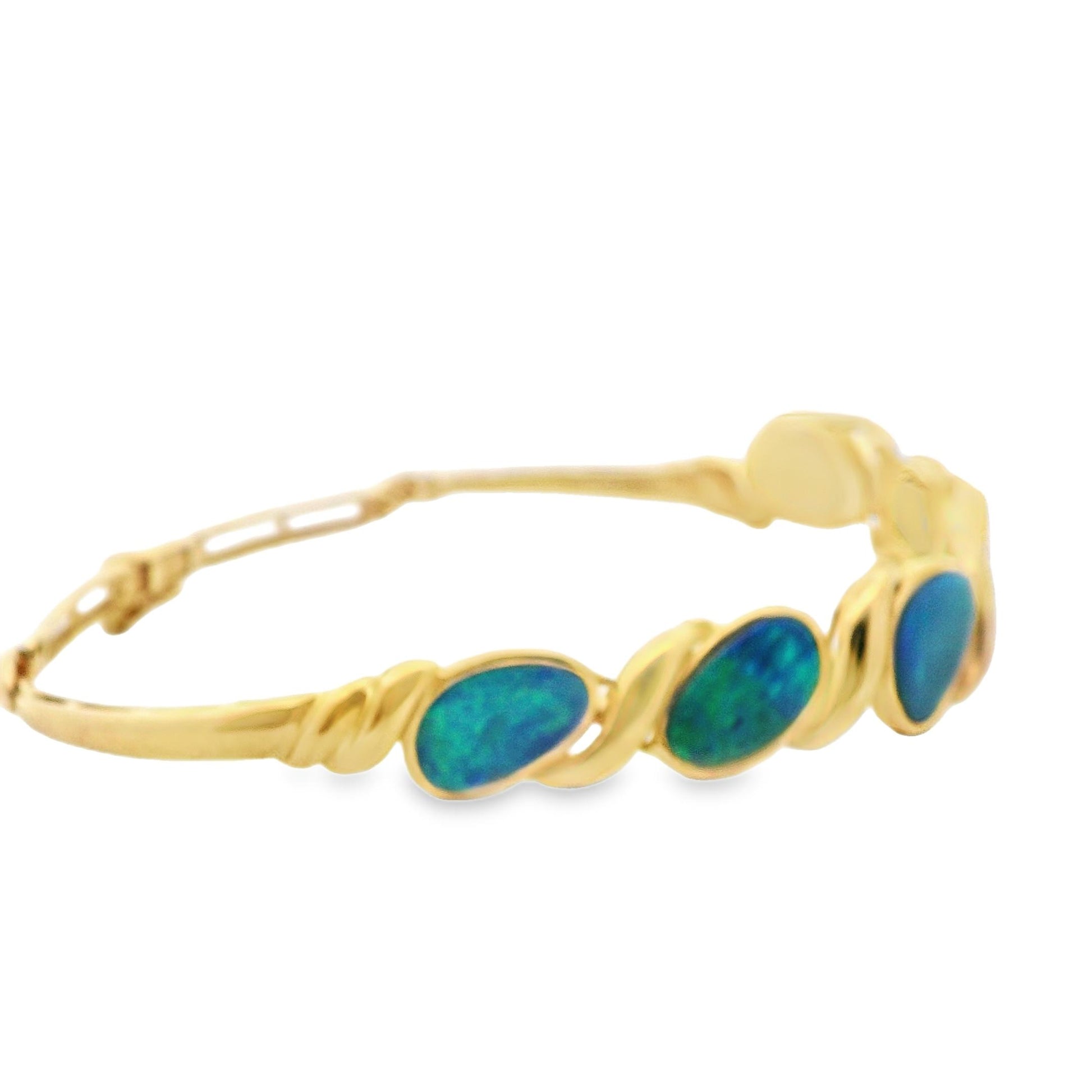 Vintage 14k Yellow Gold Black Opal Bracelet