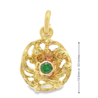 Art Nouveau French 18k Yellow Gold Demantoid Pendant Ca. 1860