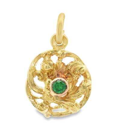 Art Nouveau French 18k Yellow Gold Demantoid Pendant Ca. 1860