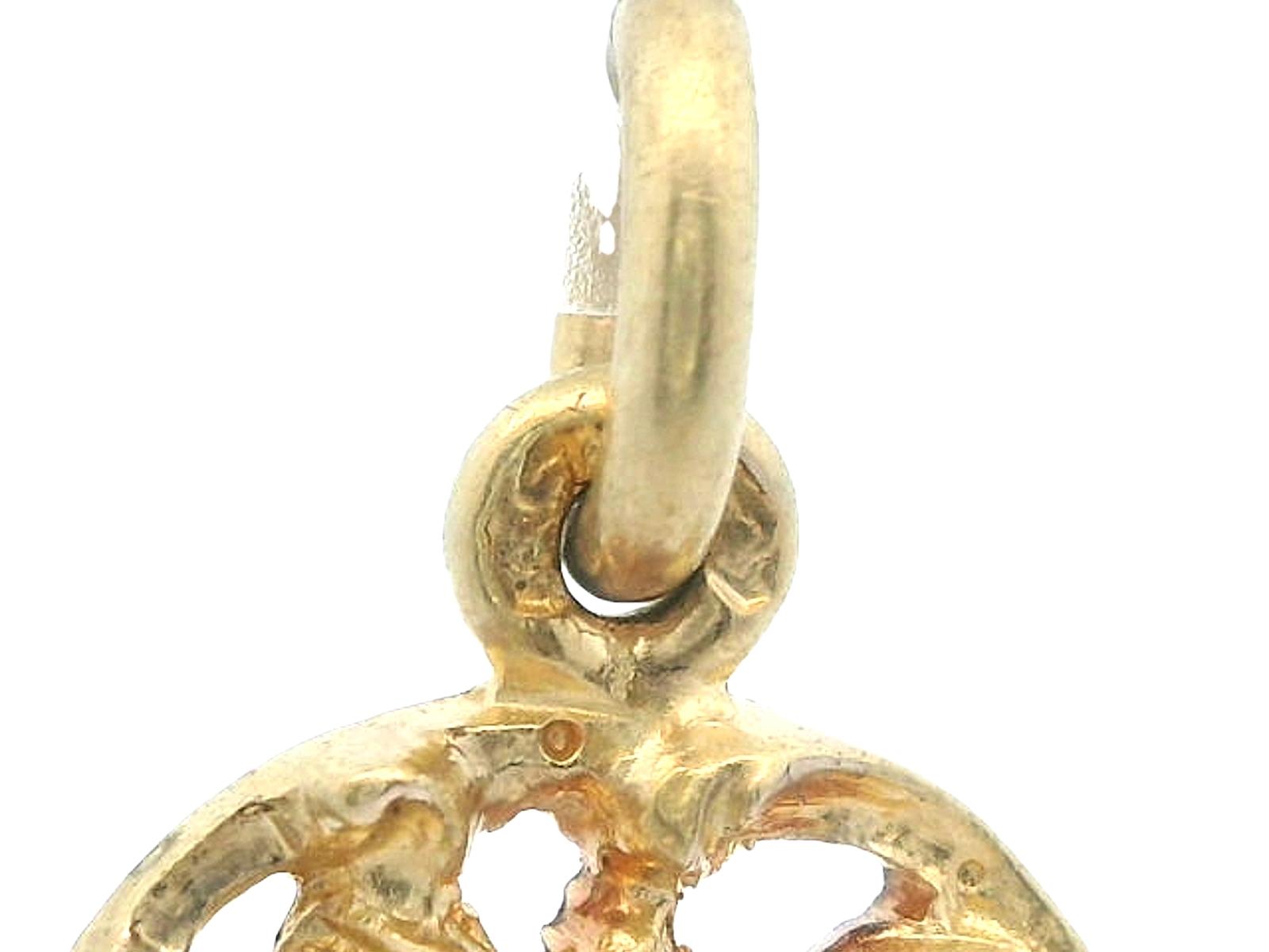 Art Nouveau French 18k Yellow Gold Demantoid Pendant Ca. 1860