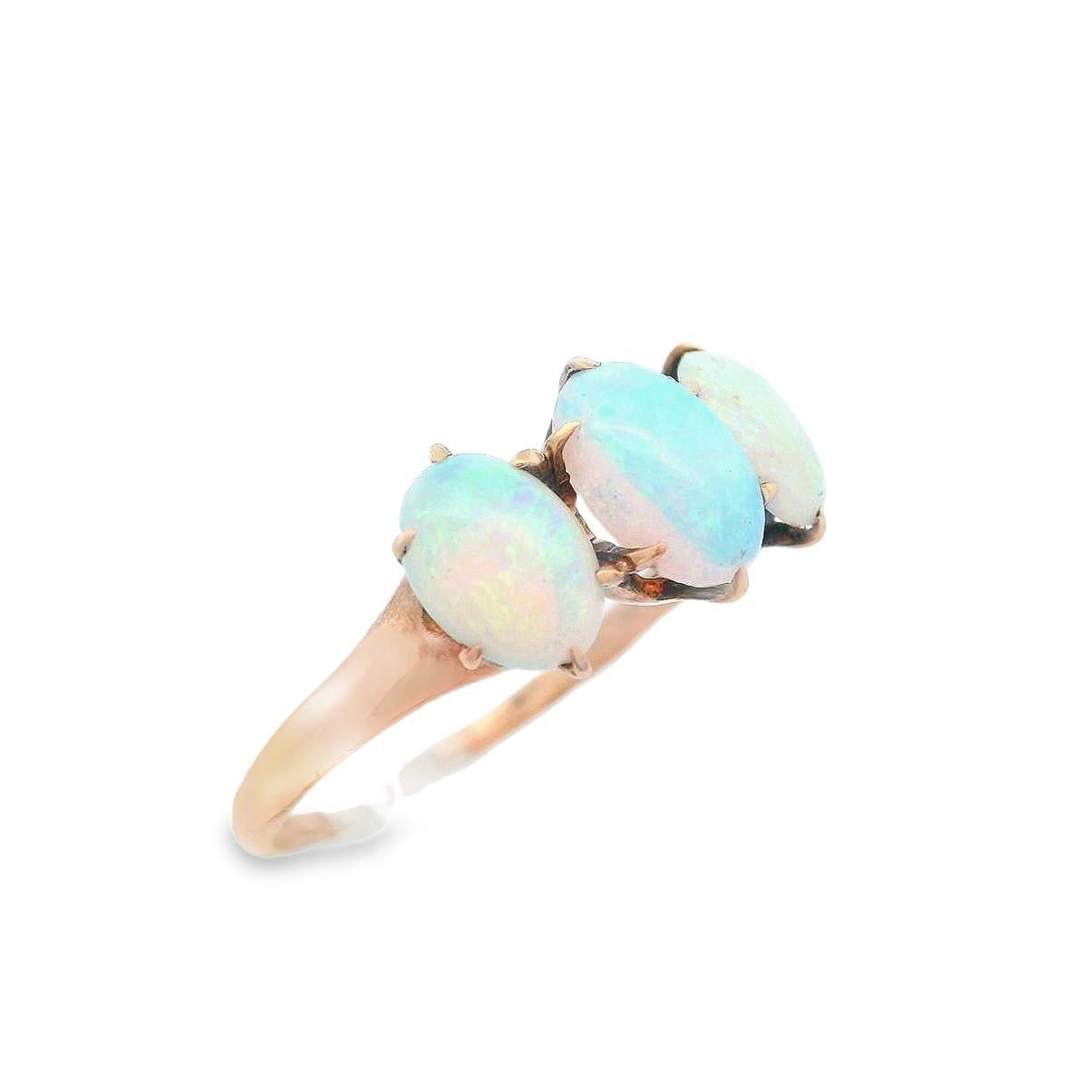 Victorian 20k Yellow Gold 3 Stone Opal Ring Ca 1890