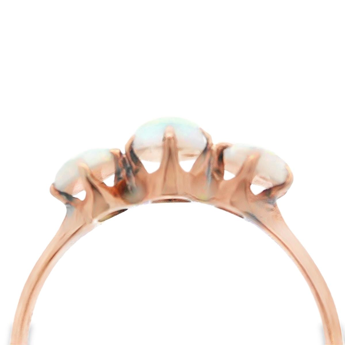 Victorian 20k Yellow Gold 3 Stone Opal Ring Ca 1890