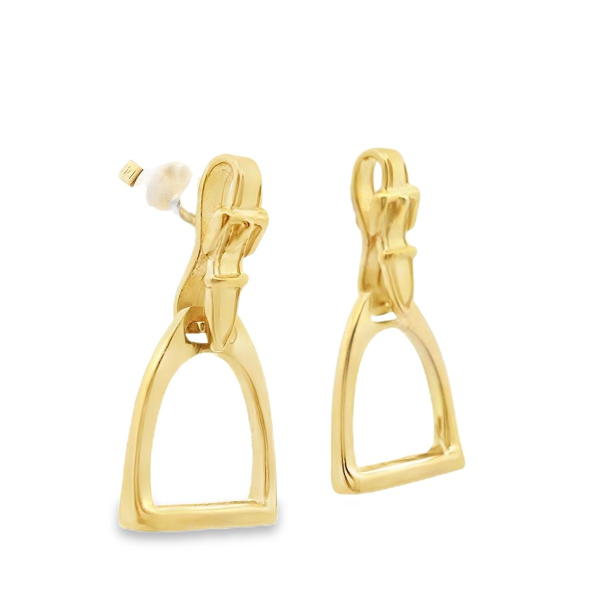 14k Yellow Gold Van Dell Horse Stirrup Earrings