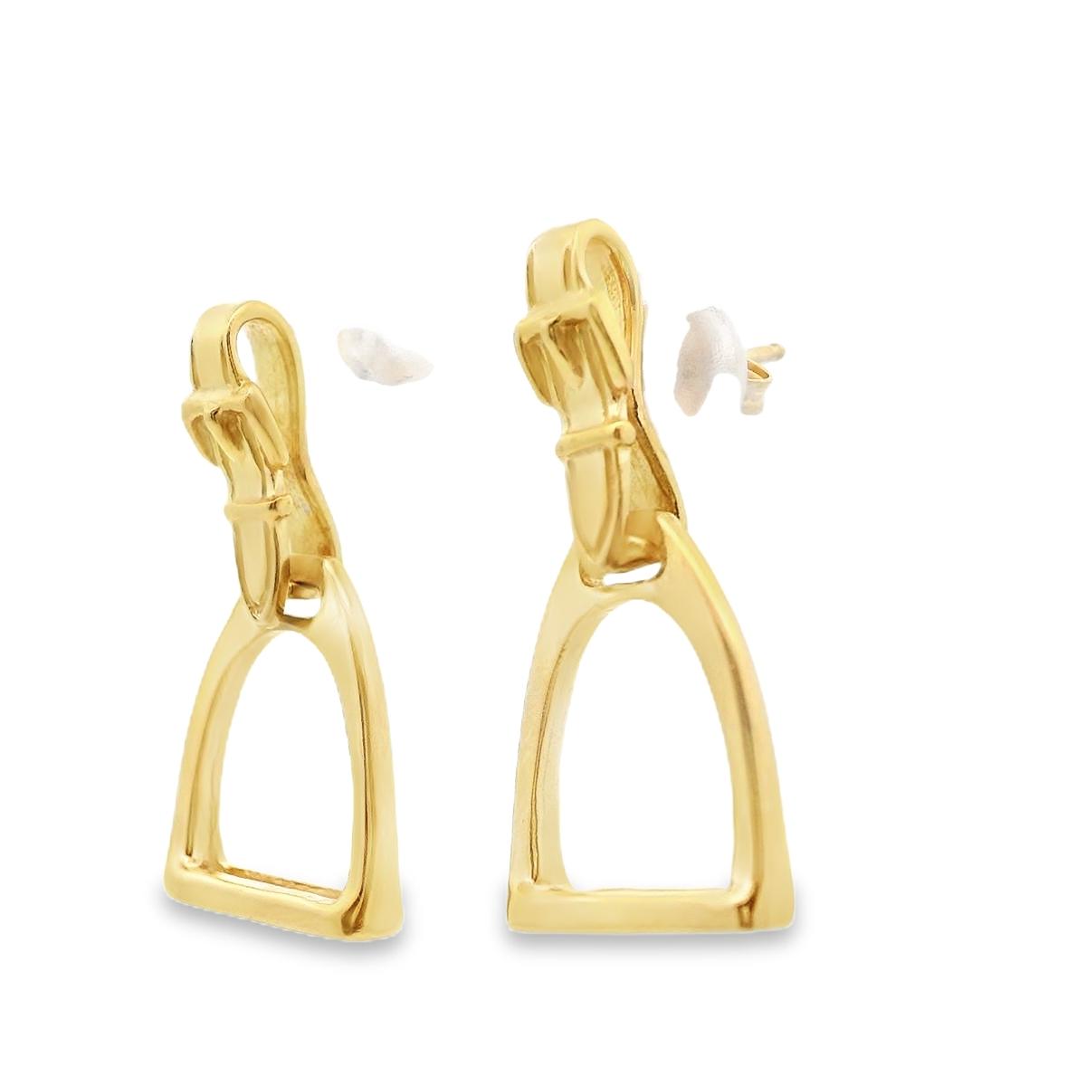 14k Yellow Gold Van Dell Horse Stirrup Earrings