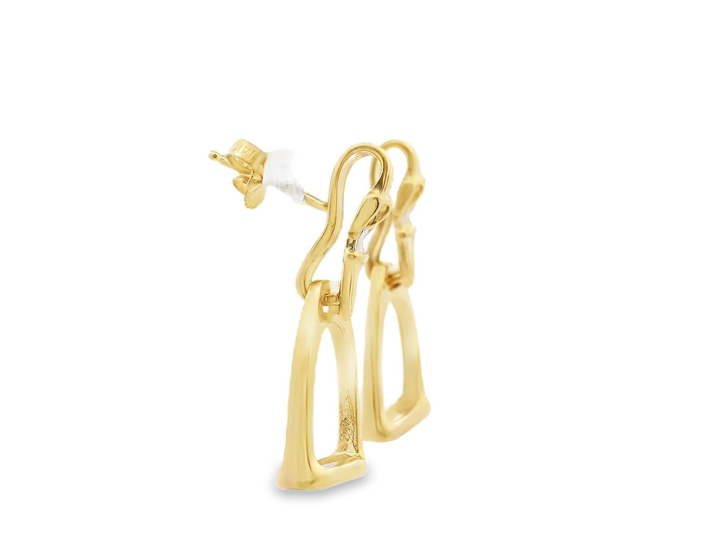 14k Yellow Gold Van Dell Horse Stirrup Earrings