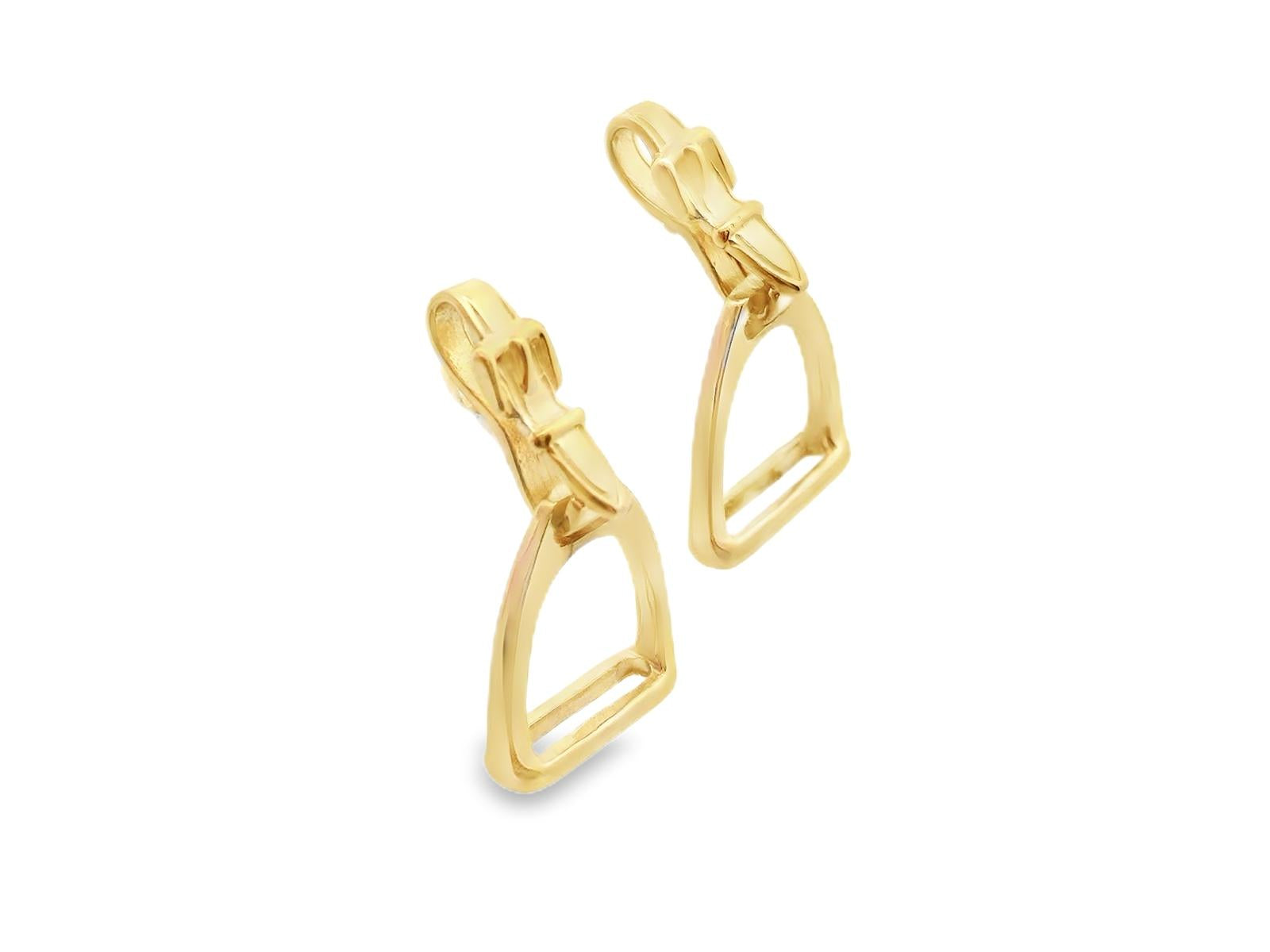 14k Yellow Gold Van Dell Horse Stirrup Earrings