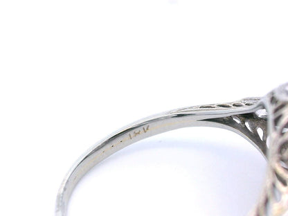 18k White Gold Old European Cut Cluster Diamond Engagement Ring
