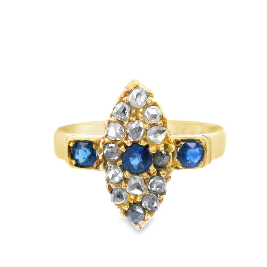 18k Yellow Gold Sapphire & Diamond Ring