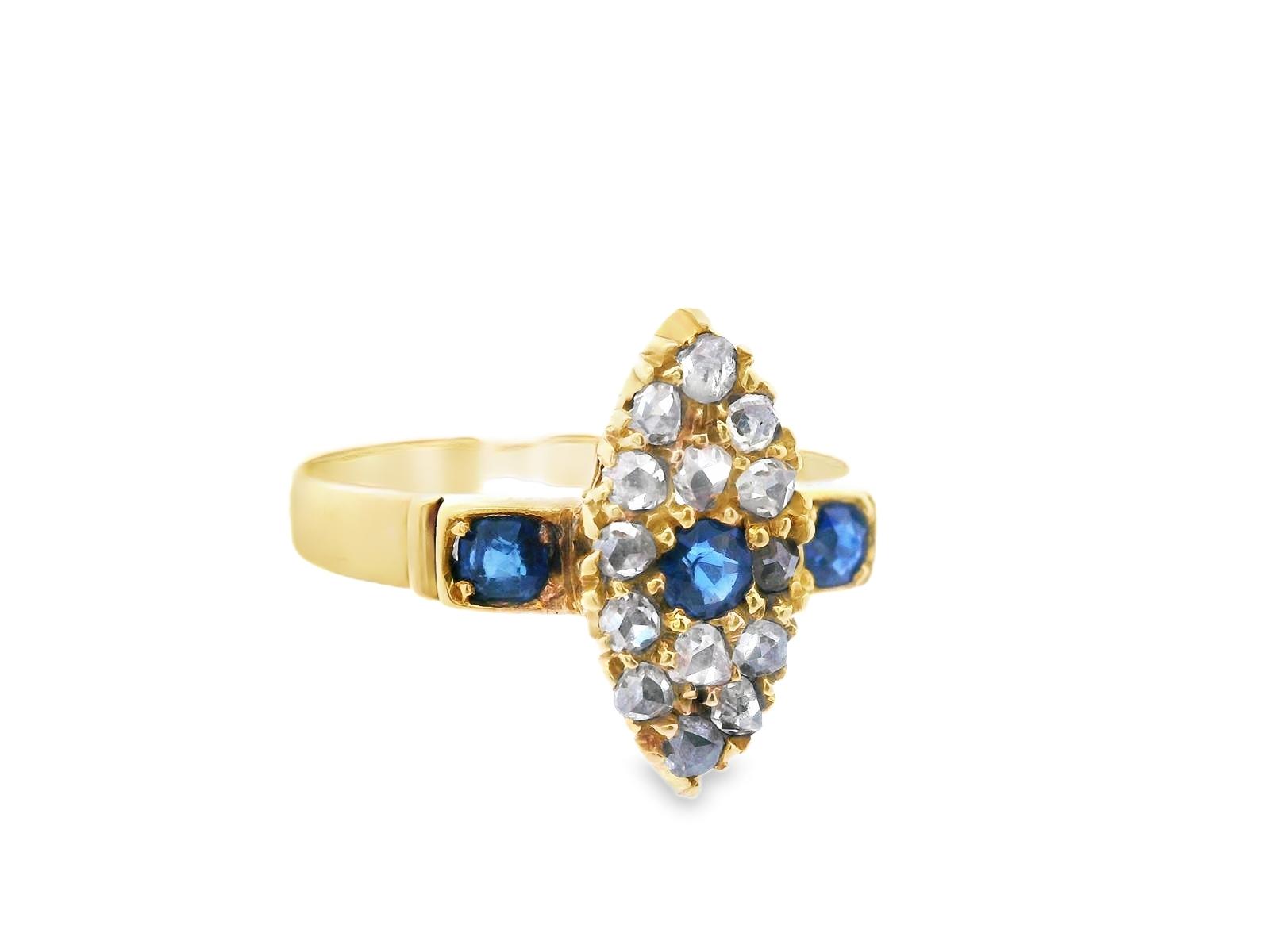 18k Yellow Gold Sapphire & Diamond Ring