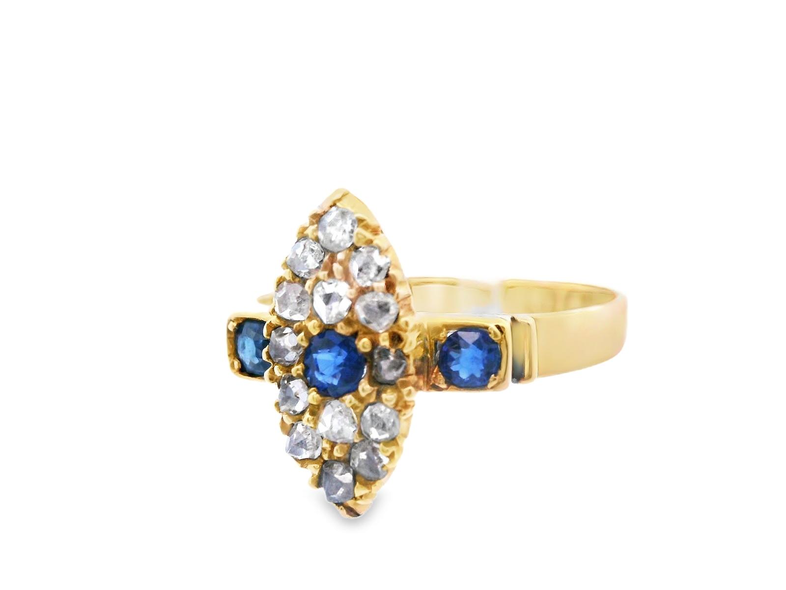 18k Yellow Gold Sapphire & Diamond Ring