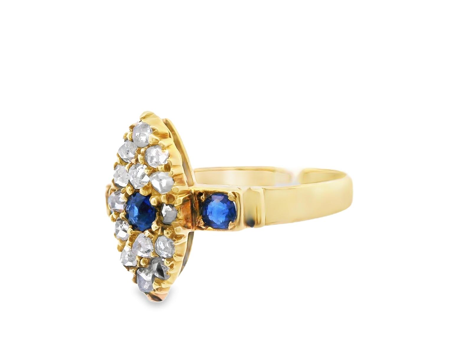 18k Yellow Gold Sapphire & Diamond Ring