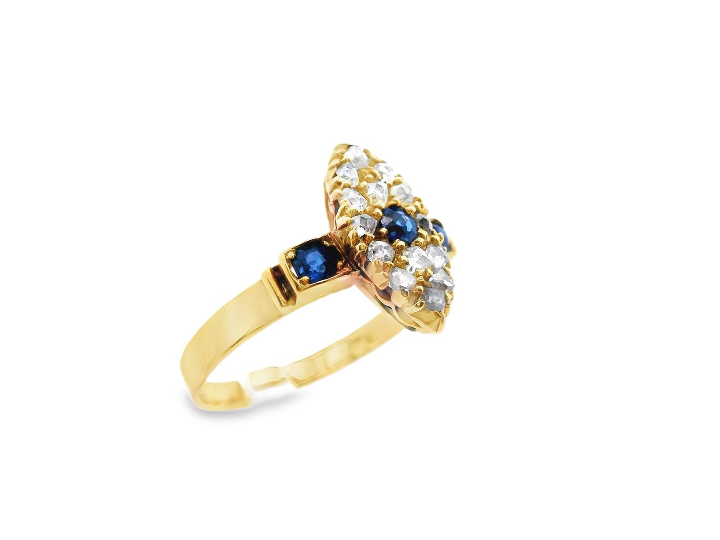 18k Yellow Gold Sapphire & Diamond Ring