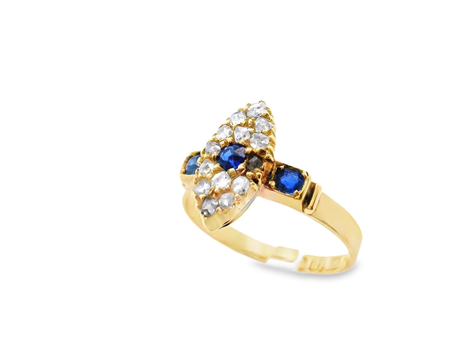 18k Yellow Gold Sapphire & Diamond Ring