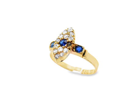 18k Yellow Gold Sapphire & Diamond Ring