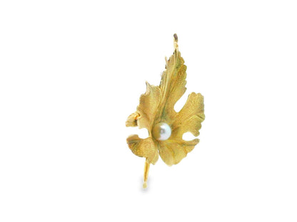 Tiffany & Co. 14k Yellow Gold Hedges Pearl Brooch