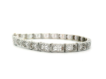 Handcrafted Art Deco Platinum over Gold Filigree Bracelet