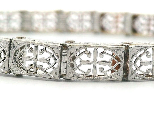 Handcrafted Art Deco Platinum over Gold Filigree Bracelet