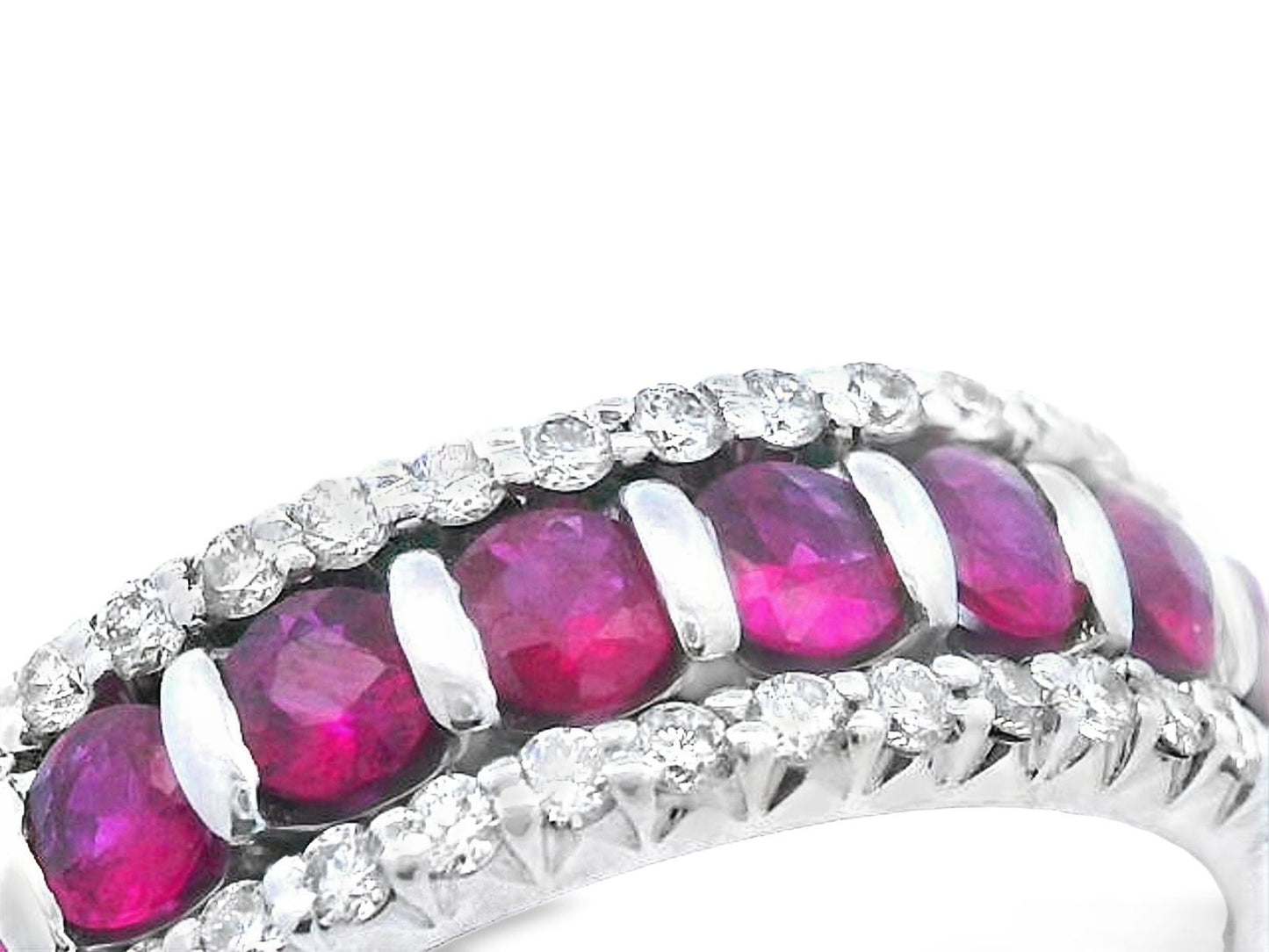 14k White Gold Ruby & Diamond Stacking Band