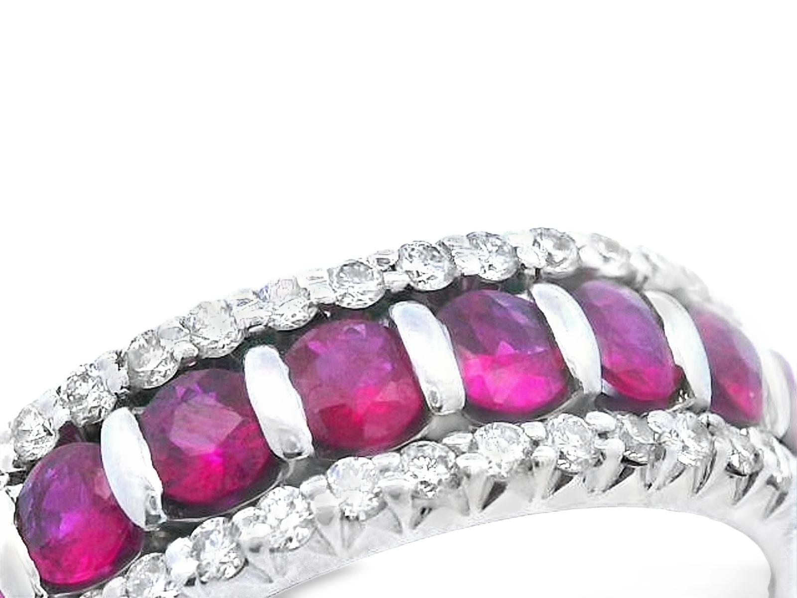 14k White Gold Ruby & Diamond Stacking Band