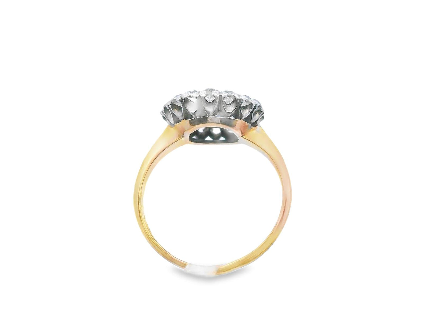 Platinum & 18k YG Antique Sapphire & Diamond Double Halo Ring