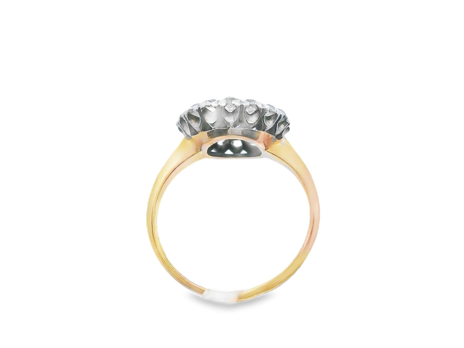 Platinum & 18k YG Antique Sapphire & Diamond Double Halo Ring