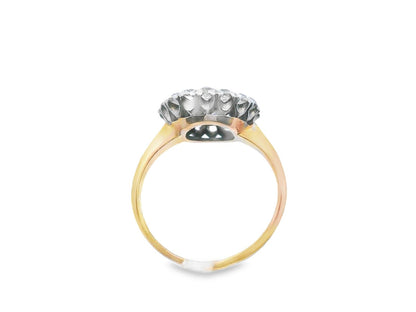 Platinum & 18k YG Antique Sapphire & Diamond Double Halo Ring